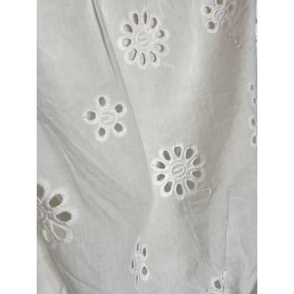 WAYF Brooke Eyelet Off Shoulder Puff Sleeve Crop Top Ivory Women's Size S NWOT - Picture 2 of 6